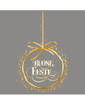 Vetrofania palla scintillante Buone Feste dorata elettrostatica per vetrine DECO-VITRES