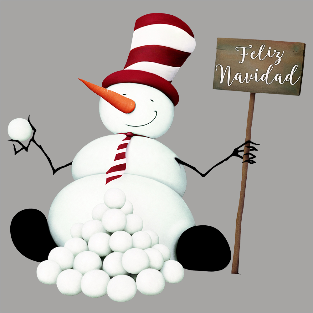 Pegatina muñeco de nieve cartel Feliz Navidad electrostática para escaparates