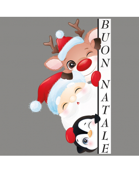 JN47IT - Vetrofania cartello d'angolo Buon Natale cartoon