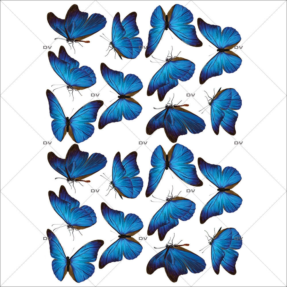 Sticker deco papillon bleu