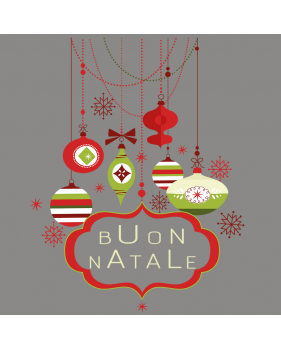 Vetrofania insegna sospensioni palle Buon Natale rossa/verde elettrostatica per vetrine DECO-VITRES