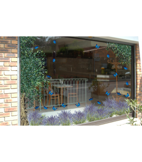 Sticker-papillons-bleus-insectes-printemps-animaux-été-vitrophanie-décoration-vitrine-printanière-estivale-électrostatique-sans-colle-repositionnable-réutilisable-DECO-VITRES
