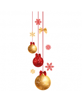 FB78 - Sticker suspensions boules, noeuds, cristaux rouges et dorés 2