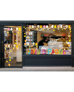 Sticker-frises-suspensions-oeufs-et-lapins-vitrophanie-décoration-vitrine-pâques-printanière-électrostatique-sans-colle-repositionnable-réutilisable-DECO-VITRES