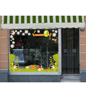 Sticker-angle-fleurs-et-lapin-vitrophanie-décoration-vitrine-pâques-printanière-électrostatique-sans-colle-repositionnable-réutilisable-DECO-VITRES