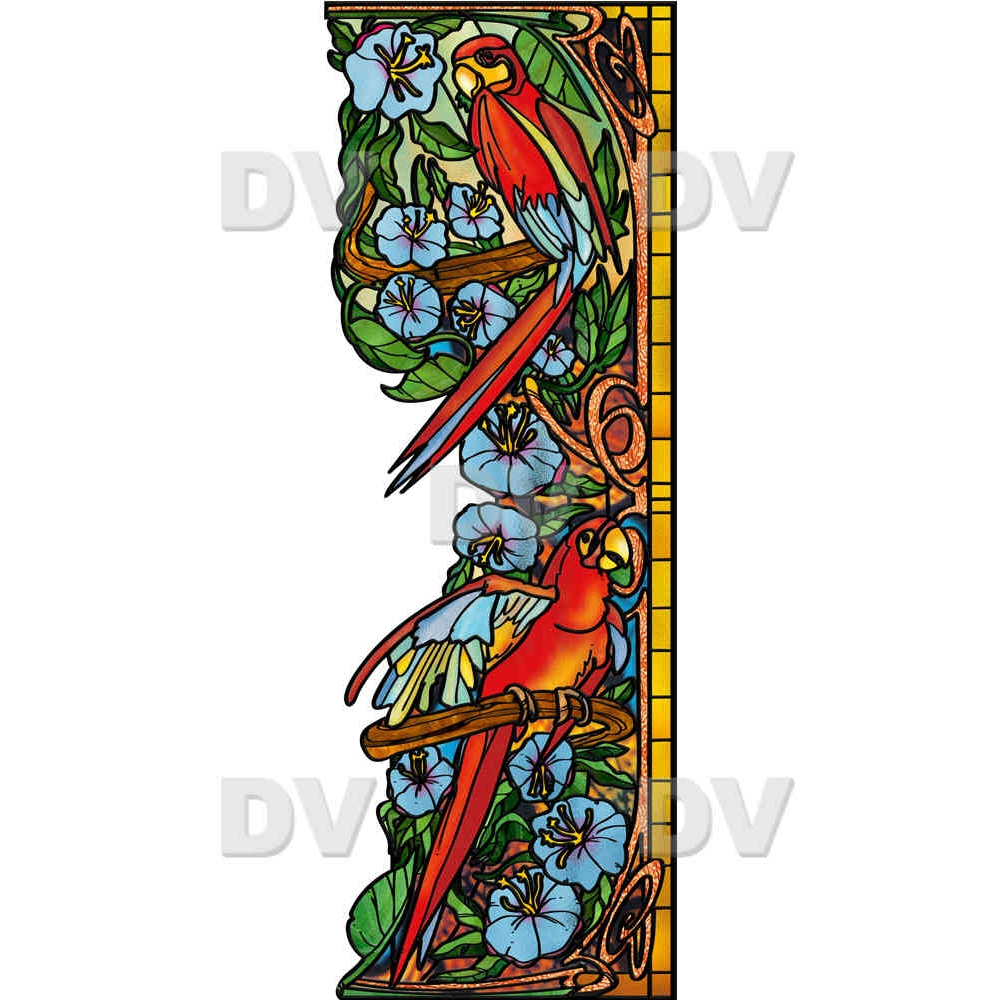 Sticker-vitrail-perroquets-oiseaux-fleurs-exotiques-vitrophanie-électrostatique-sans-colle-repositionnable-réutilisable-ou-adhésif-DECO-VITRES Sticker-vitrail-perroquets-oiseaux-fleurs-exotiques-vitrophanie-électrostatique-sans-colle-repositionnable-réutilisable-ou-adhésif-DECO-VITRES