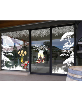 Sticker-père-noël-bouteille-vitrophanie-décoration-vitrine-noël-caviste-restaurant-bar-électrostatique-sans-colle-repositionnable-réutilisable-DECO-VITRES