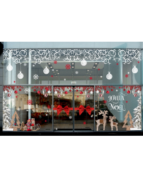 Sticker-renne-bois-nature-thème traditionnel-animaux-vitrophanie-décoration-vitrine-noël-électrostatique-sans-colle-repositionnable-réutilisable-DECO-VITRES