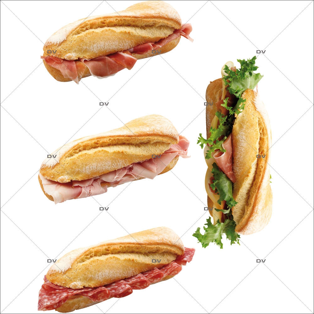 Sticker-sandwiches-vitrophanie-décoration-vitrine-boulangerie-pâtisserie-salon-de-thé-restaurant-snack-électrostatique-sans-colle-repositionnable-réutilisable-DECO-VITRES