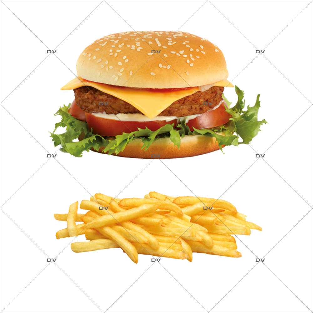 Sticker-hamburger-frites-vitrophanie-décoration-vitrine-boulangerie-pâtisserie-salon-de-thé-restaurant-snack-fastfood-électrostatique-sans-colle-repositionnable-réutilisable-DECO-VITRES