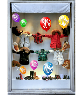 Sticker-kit-ballons-soldes-pourcentages-multicolores-vitrophanie-décoration-vitrine-promotionnelle-électrostatique-sans-colle-repositionnable-réutilisable-DECO-VITRES