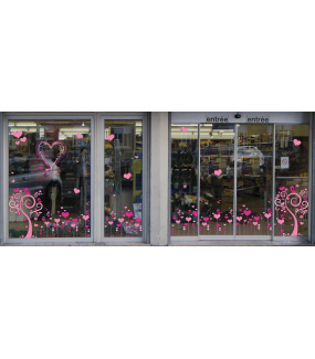 Sticker-arbre-coeurs-fleurs-oiseaux-roses-vitrophanie-décoration-vitrine-saint-valentin-fêtes-mères-pères-électrostatique-sans-colle-repositionnable-réutilisable-DECO-VITRES