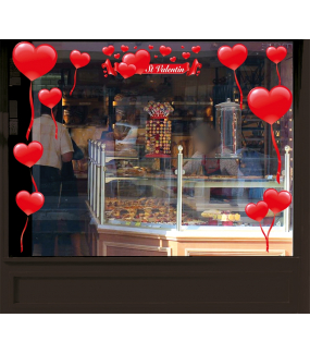 Sticker-ruban-banderole-texte-coeurs-St-Valentin-rouges-vitrophanie-décoration-vitrine-saint-valentin-électrostatique-sans-colle-repositionnable-réutilisable-DECO-VITRES