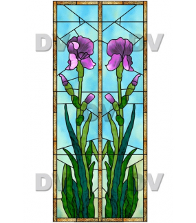 Sticker-vitrail-iris-fleurs-paysage-nature-cadre-retro-vitrophanie-électrostatique-sans-colle-repositionnable-réutilisable-ou-adhésif-décoration-fenêtres-vitres-DECO-VITRES