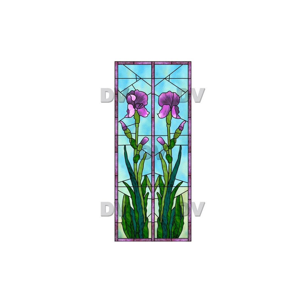 Sticker-vitrail-iris-fleurs-paysage-nature-cadre-retro-vitrophanie-électrostatique-sans-colle-repositionnable-réutilisable-ou-adhésif-décoration-fenêtres-vitres-DECO-VITRES