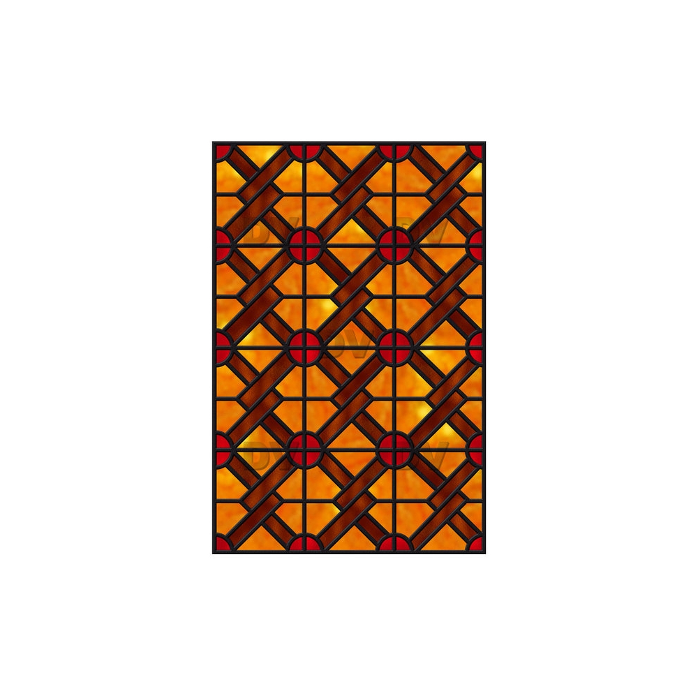 Sticker-vitrail-géométrique-orange-rouge-marron-ancien-vintage-retro-vitrophanie-électrostatique-sans-colle-repositionnable-réutilisable-ou-adhésif-décoration-fenêtres-vitres-DECO-VITRES