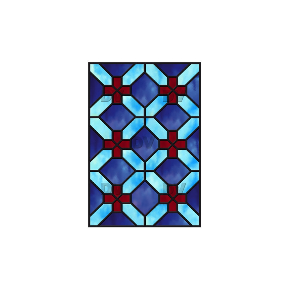 Sticker-vitrail-géométrique-bleu-rouge-croix-ancien-vintage-retro-vitrophanie-électrostatique-sans-colle-repositionnable-réutilisable-ou-adhésif-décoration-fenêtres-vitres-DECO-VITRES