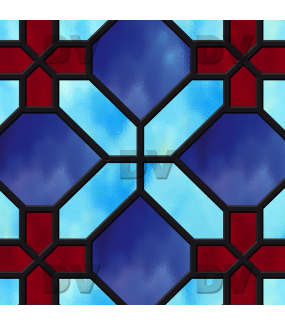 Sticker-vitrail-géométrique-bleu-rouge-croix-ancien-vintage-retro-vitrophanie-électrostatique-sans-colle-repositionnable-réutilisable-ou-adhésif-décoration-fenêtres-vitres-DECO-VITRES