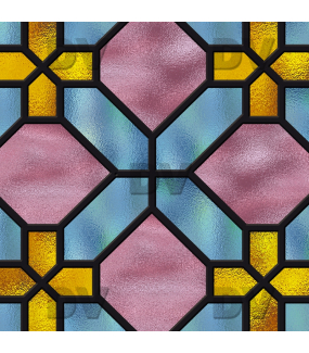 Sticker-vitrail-géométrique-bleu-rose-jaune-croix-ancien-vintage-retro-vitrophanie-électrostatique-sans-colle-repositionnable-réutilisable-ou-adhésif-décoration-fenêtres-vitres-DECO-VITRES
