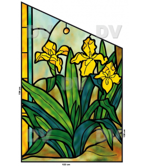 VITP1406 - Sticker vitrail fleurs format personnalisé