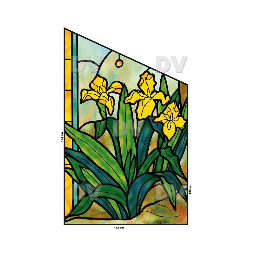 VITP1406 - Sticker vitrail fleurs format personnalisé