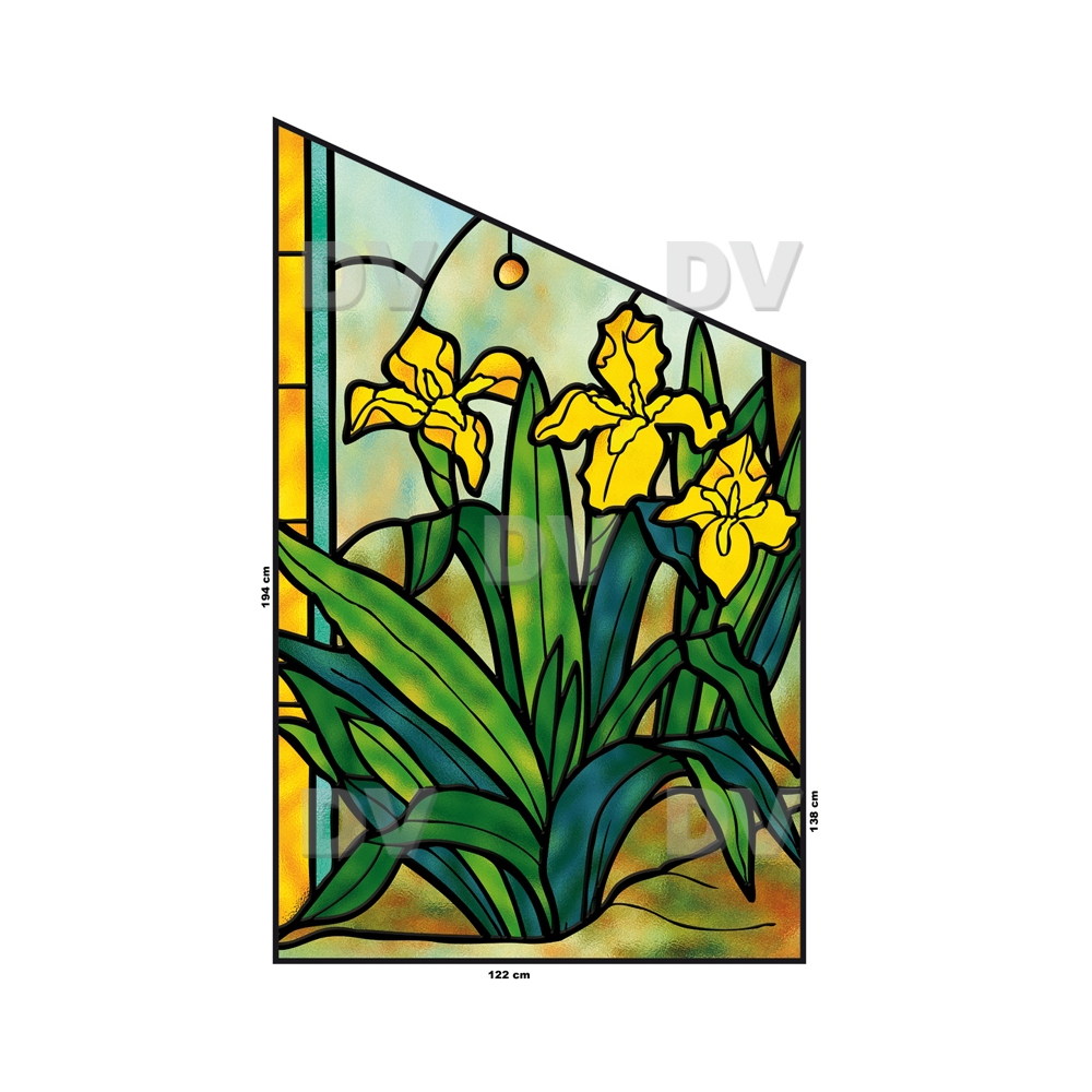 VITP1406 - Sticker vitrail fleurs format personnalisé VITP1406 - Sticker vitrail fleurs format personnalisé