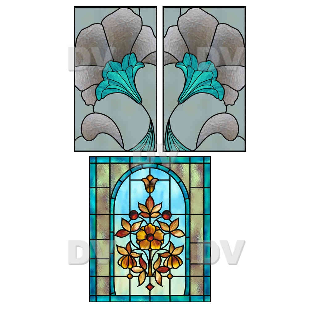 VITP1433 - Lot de 3 stickers vitrail format personnalisé VITP1433 - Lot de 3 stickers vitrail format personnalisé