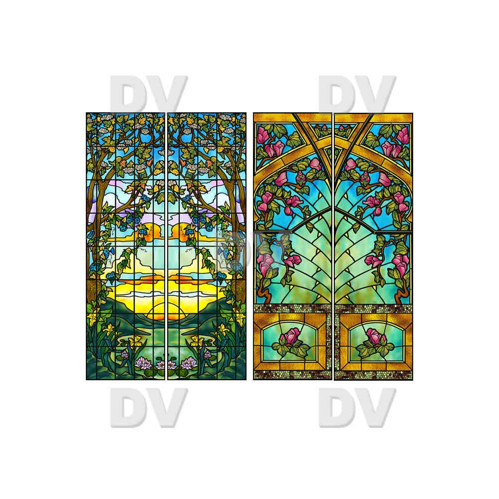 VITP1466 - Lot de 4 stickers vitrail format personnalisé VITP1466 - Lot de 4 stickers vitrail format personnalisé