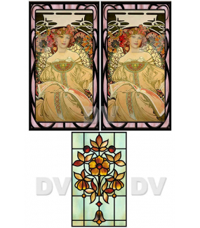 VITP1479 - Lot de 3 stickers vitrail format personnalisé
