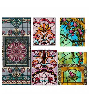 VITP1494 - Lot de 3 stickers vitrail format personnalisé