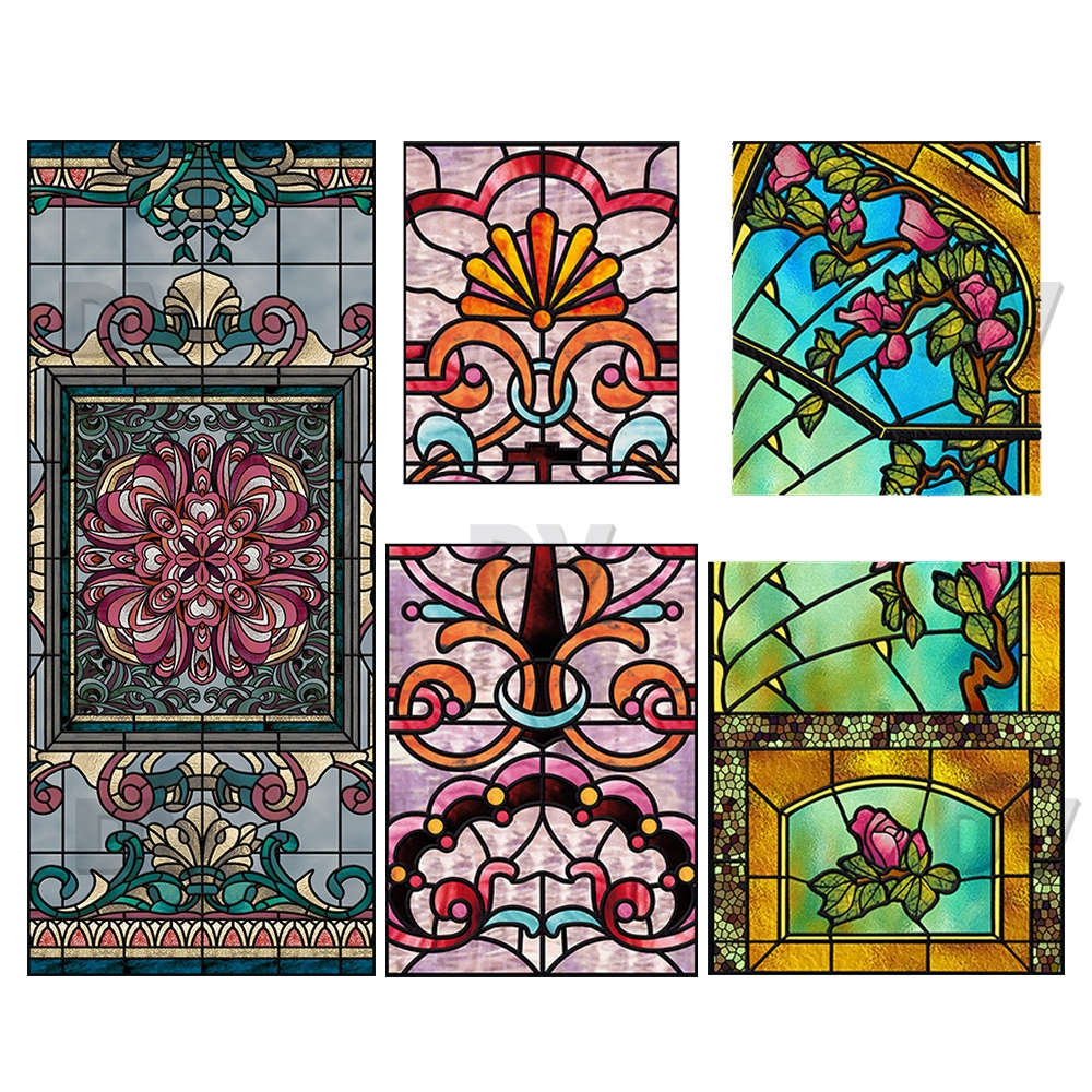 VITP1494 - Lot de 3 stickers vitrail format personnalisé VITP1494 - Lot de 3 stickers vitrail format personnalisé