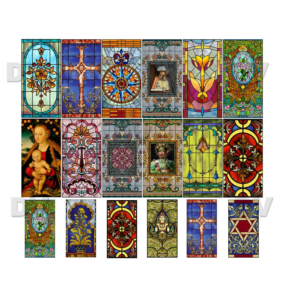 VITP1562 - Lot de 18 stickers vitraux personnalisés VITP1562 - Lot de 18 stickers vitraux personnalisés