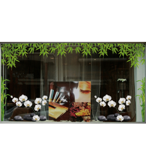 Sticker-orchidées-et-galets-fleurs-exotiques-tropicales-zen-asie-thaïlande-vitrophanie-décoration-vitrine-estivale-spa-institut-de-beauté-électrostatique-sans-colle-repositionnable-réutilisable-DECO-VITRES