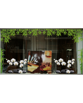 Sticker-orchidées-et-galets-fleurs-exotiques-tropicales-zen-asie-thaïlande-vitrophanie-décoration-vitrine-estivale-spa-institut-de-beauté-électrostatique-sans-colle-repositionnable-réutilisable-DECO-VITRES