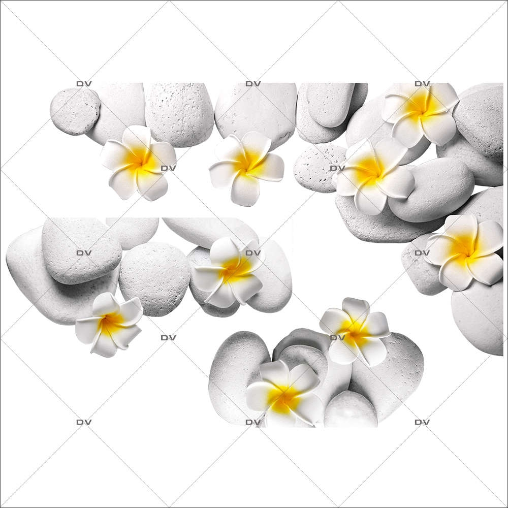 Sticker-angle-de-galets-fleurs-de-frangipanier-exotiques-tropicales-zen-asie-vitrophanie-décoration-vitrine-estivale-spa-institut-de-beauté-électrostatique-sans-colle-repositionnable-réutilisable-DECO-VITRES